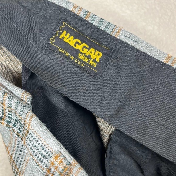 Vintage 70’s Hagar Slacks Plaid Ankle Pants Unisex High Rise Grey/Gold Size XL - Picture 12 of 12